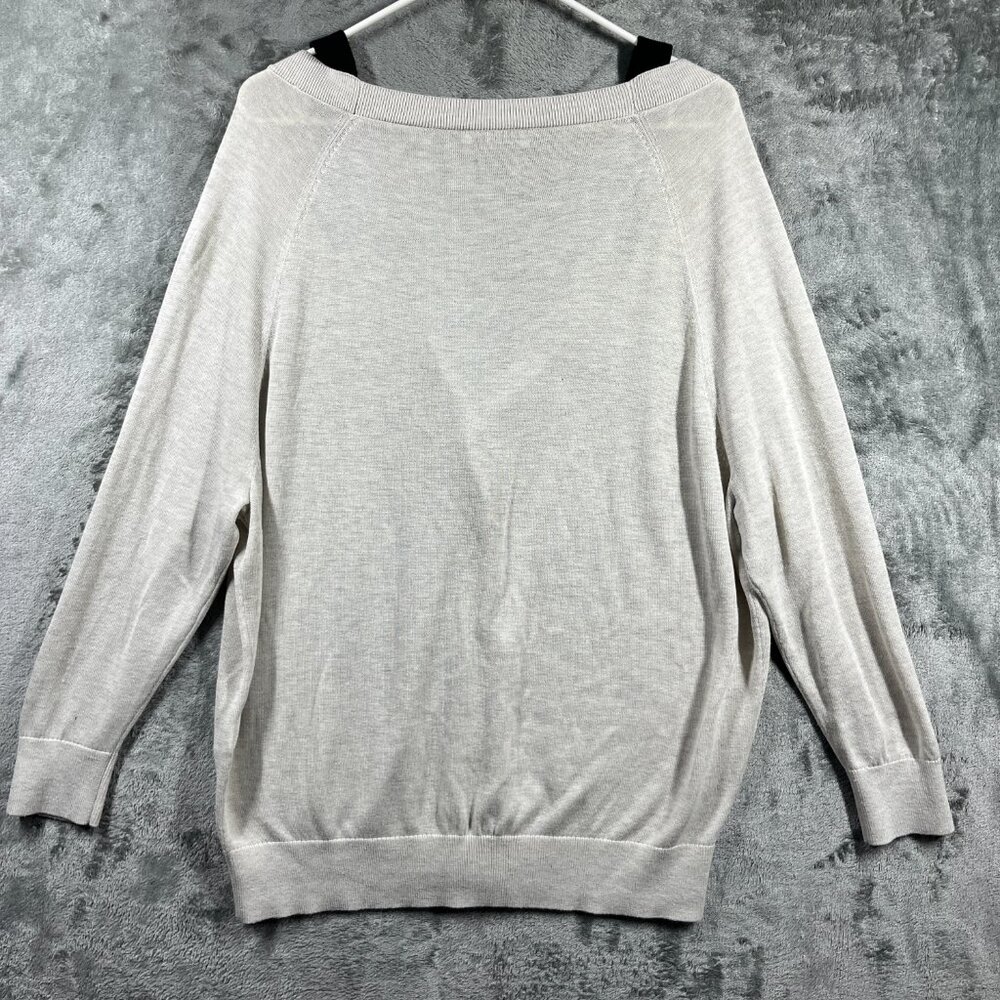 Babaton Cardigan Women Size Medium Cream Nude Button-up V-Neck Finley Silk Blend - Picture 4 of 9